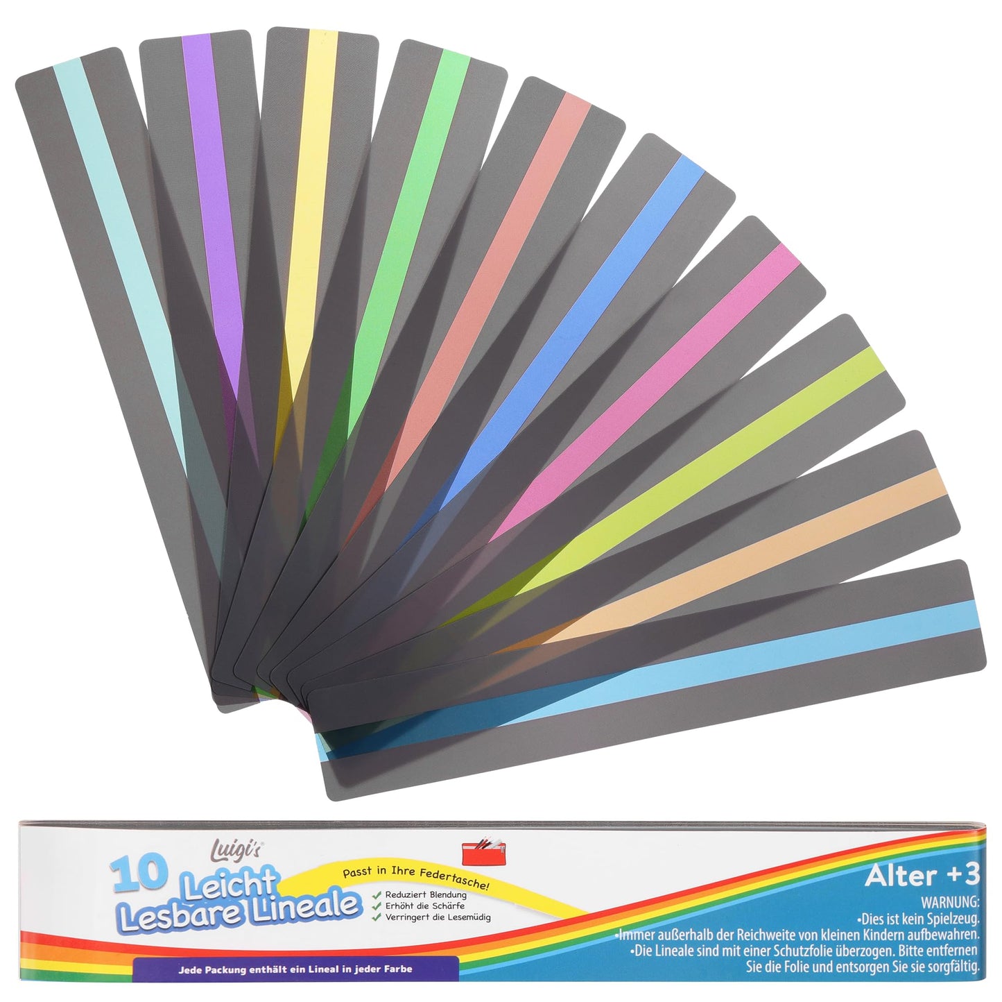 10 x A4 Colour Overlays to Aid/Support/Help Reading. Excellent Reading Tools for Dyslexia, Irlen's Syndrome, ADHD and to Reduce Visual Stress