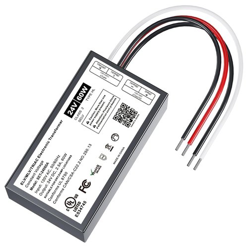 60W Dimmable LED Driver 24V, Triac/ELV/MLV AC to DC Compatible with Lutron& Leviton Dimmer, Dimmable LED Power Supply 60W 24V Class2 Transformer for LED Strip Light, Low Voltage Lighting Project