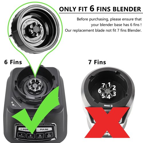 6 Fins Blender Replacement Parts Compatible for Ninja Blender, Blender Blade Fits Ninja BL660 BL660C BL663 BL663CO BL770 BL770A BL770W BL771 BL771C BL772 BL773CCO BL780 BL780C BL780CO BL740 BL740C