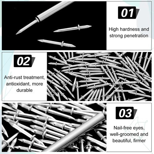 200Pcs Double-Head Skirting Thread Seamless Nail, Skirting Line Without Marks Nail, Invisible Security Screws Equipped with Nail Specific Sleeve Tool