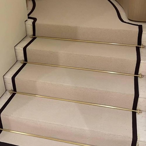 Solid Brass Stair Rods for Carpet Runners Set of 1, Gold Stair Runner Rods for Fixed Stair Carpet, 28 inch Oval Finial Carpet Runner Rods