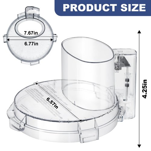 4 Locking Tabs DFP-14NWBCT1 Replacement Clear Food Processor Work Bowl Cover, Compatible with Cuisinart Tritan food Processor Only fits Bowl DLC-005AGTXT1,Fits Model DFP-14, DFP-14BCN, DFP-14BCHN