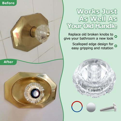 Dreyoo Shower Faucet Handle Replacement for 940-240/940-950A, Compatible with Price Pfister Avante Kitchen, Bath, Tub Faucets, Single Acrylic Shower Knob