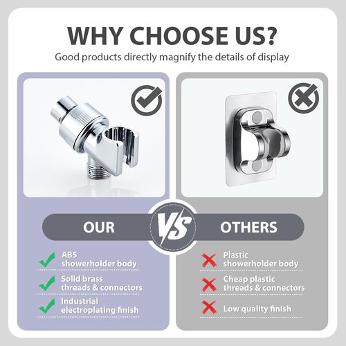 Adjustable Shower Head Holder for Handheld Shower Head Handheld Shower Head Holder with Universal Wall Hook Bracket and Metal Ball (Chrome)