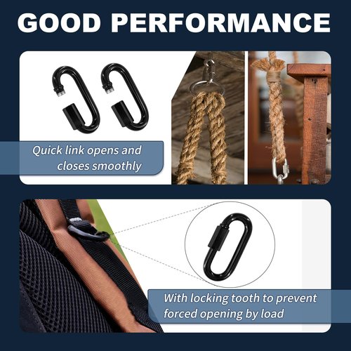 50PCS 2Inch Quick Links,3/16"Black Chain Link Connector,with Heavy Duty Galvanized Steel,Locking Carabiners for Connecting Hammock, Key Chain, Pet Leash,Gym,Camping 650 Lbs