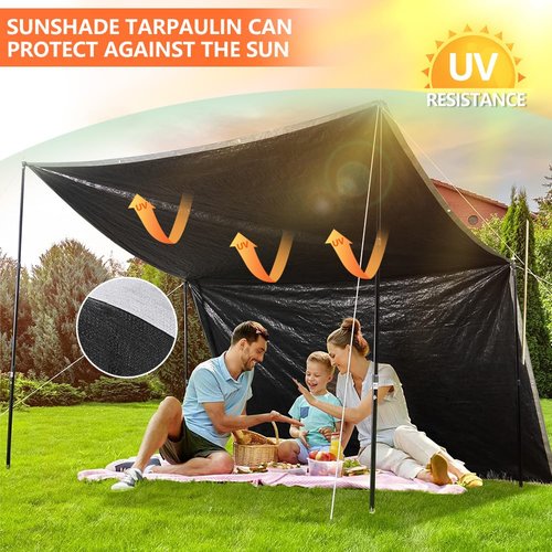 24x50Ft Tarps 18 MIL Heavy Duty Thick Waterproof Poly Tarp, UV Resistant&Tear Multipurpose Protective Cover w/Grommets and Reinforced Edges for Camping, Tent, Boat, RV, Car Silver&Black