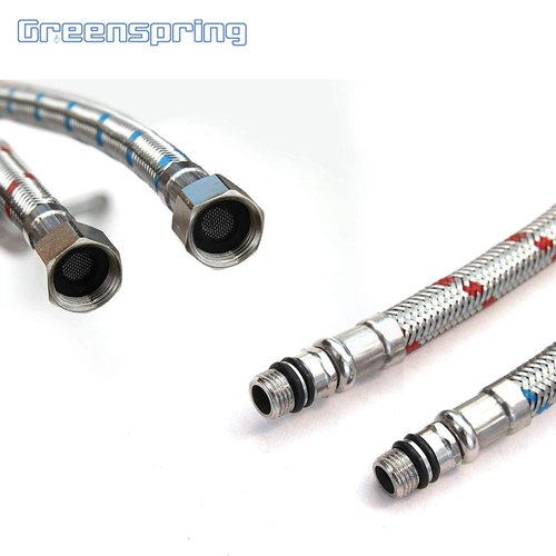 Greenspring 40-Inch Long Faucet Connector, 2Pcs Faucet Supply Lines, Kitchen Sink Toilet Hose Braided Stainless Steel Supply Hose 3/8" Female Compression Thread x M10 Male Connector (1 Pair)