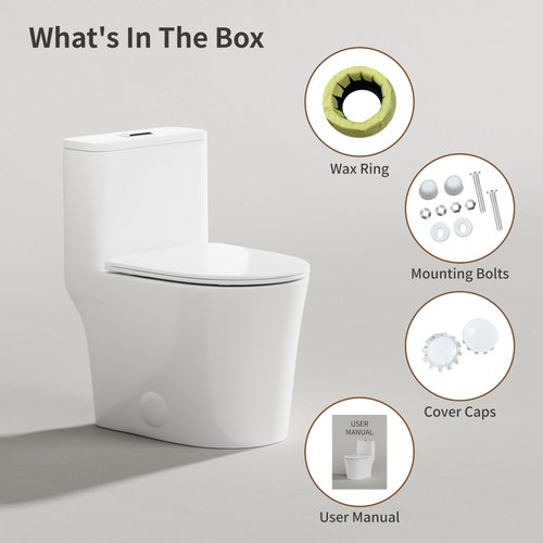 CANEST Compact One Piece Toilet for Bathrooms, Round Small Toilet with Siphon Dual Flush and MAP 1000g, Quiet Soft Close Seat, Space Saving, Standard 12" Rough-In, Easy Clean Ceramic Short Bowl