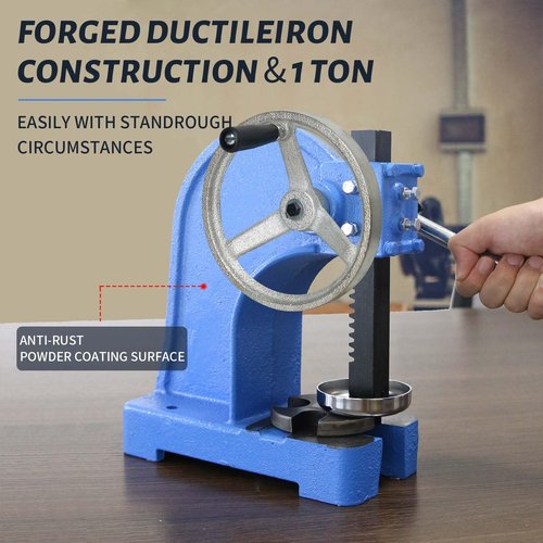 PNBO Arbor Press 1 Ton, Ratchet Leverage Press with Handwheel, 5.5"Maximum Height, Manual Desktop Punch Press for Stamping, Bending, Stretching, Forming