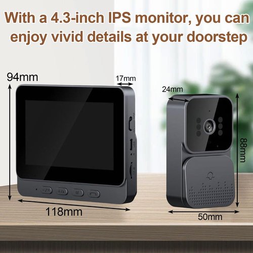 Preshwous Door Bell Cameras Wireless with 1080P Camera, 4.3-Inch IPS Screen, No WiFi Required, 120° Viewing Angle, Home Video Intercom System