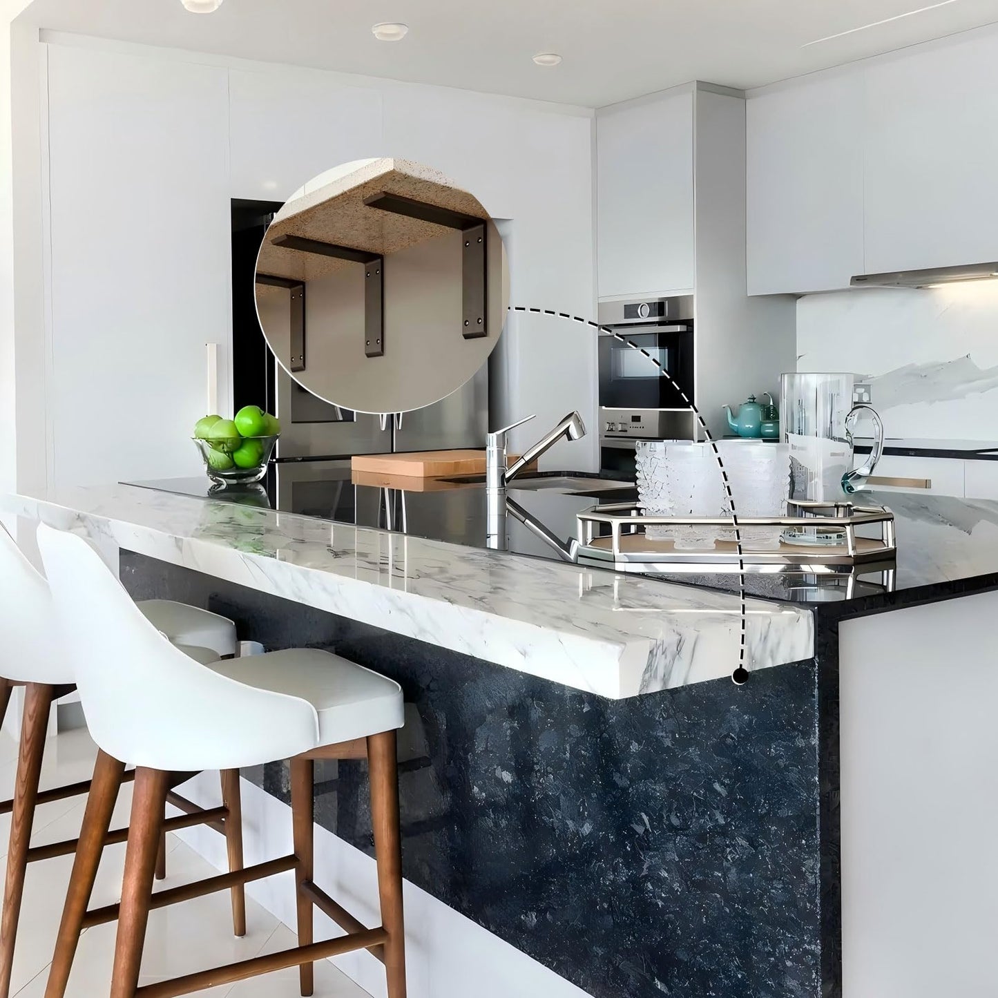 Countertop L Brackets 20 Inch Heavy Duty Granite Countertop Bracket 0.4 Inch Thick 20"x8"x2.5" Hidden Countertop Support Brackets for Quartz/Granite/Wood/Concrete/Laminate Countertops (3pack)