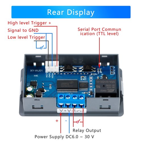 EC Buying XY-WJ01 Delay Relay Timer Module DC 6-30V 12V 24V 0.01s-9999min 50mA Digital Timer Period Switch AC 220V Power On-Off Controller LCD Display Button