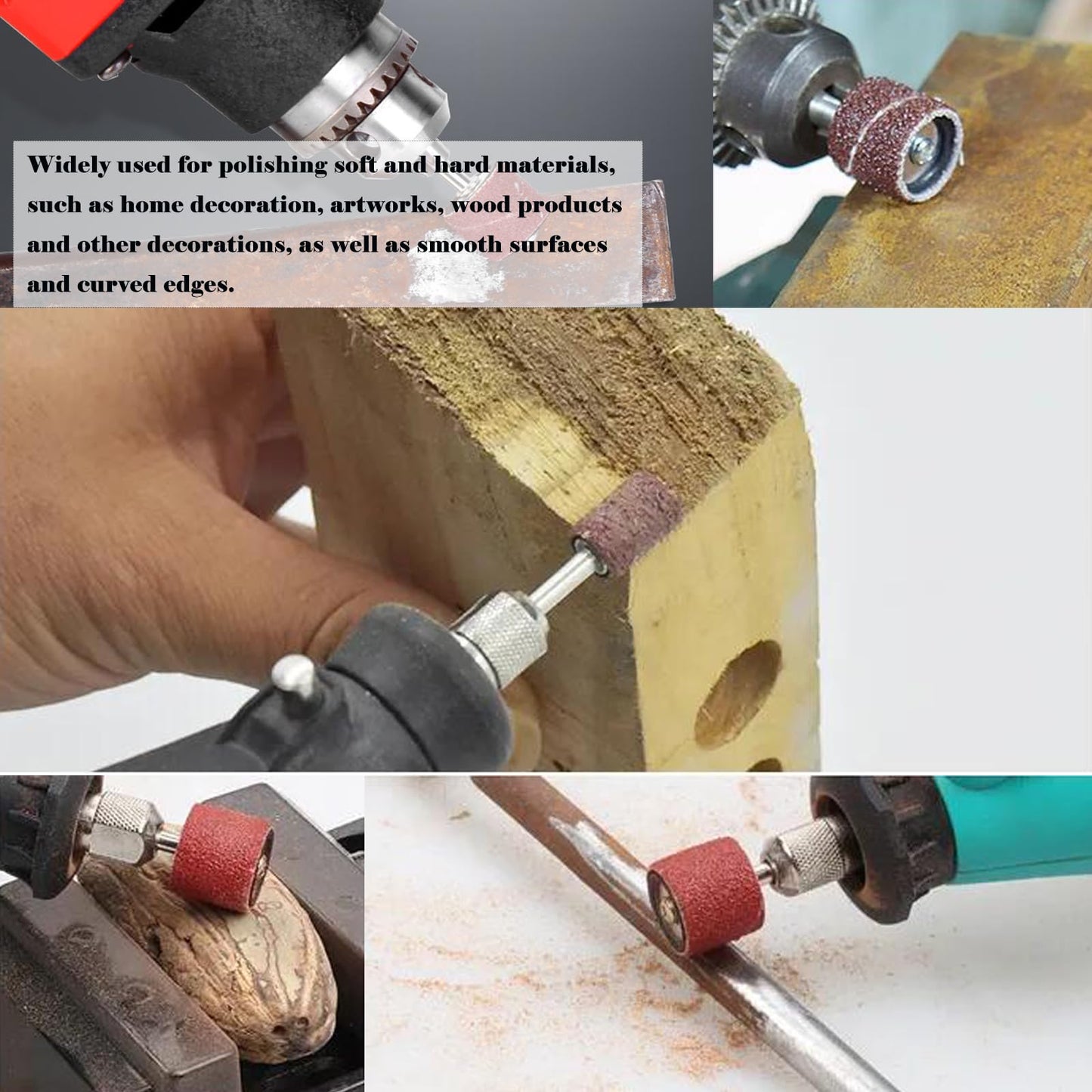 Tnisesm 210Pcs Aluminum Oxide Sanding Drum Set,Including 198 Pieces 80 120 240Grit Drum Sander Sanding Sleeves and 12 Pieces Drum Mandrels for Dremel Rotary Tool,Sanding Drums with Box