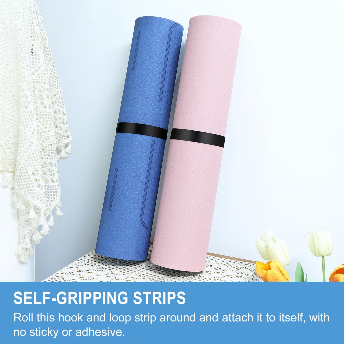 1 in x 30 ft Hook and Loop Roll | Double-Sided Strips, Self-Gripping Straps | Reusable Multi-Purpose Wrap Fasteners for Home, Office, Data Center, and More