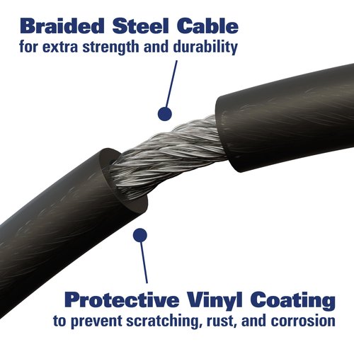 BRINKS 6 ft Outdoor Bike Lock Cable, Thick, Anti Theft Self-Coiling Design, Resettable 4-Dial Combination, Heavy-Duty Steel, 5/16" Weather-Resistant Vinyl Coating for Bikes (5/8" Heavy Duty 1PK, 6FT)