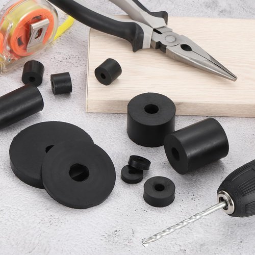 uxcell 18Pcs Thick Rubber Spacer, 1 Inch OD x 1/4 Inch ID x 1/4 Inch Thickness Round Rubber Bushings Anti Vibration Flat Spacer Washers for Home Industrial Machinery