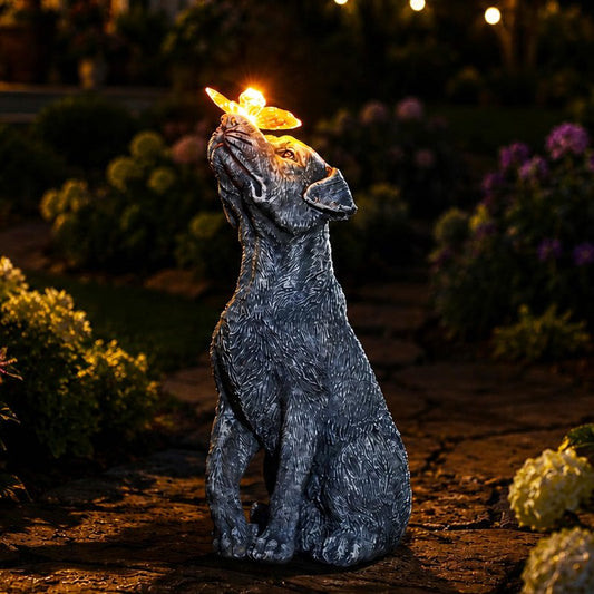 Fashionoda Garden Statue Dog Figurine Decor – Outdoor Decoration with Butterfly for Garden Yard Lawn Home Decor Outside : Mothers Day Memorial Gifts for Women Mom Grandma