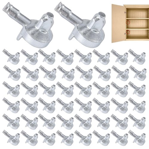 50pcs Shelf Pegs Compatible with IKEA Billy Bookcase (Part 131372), Alloy Shelf Support Pins Cabinet Pegs Replacement Bookshelf Accessories (Silver)