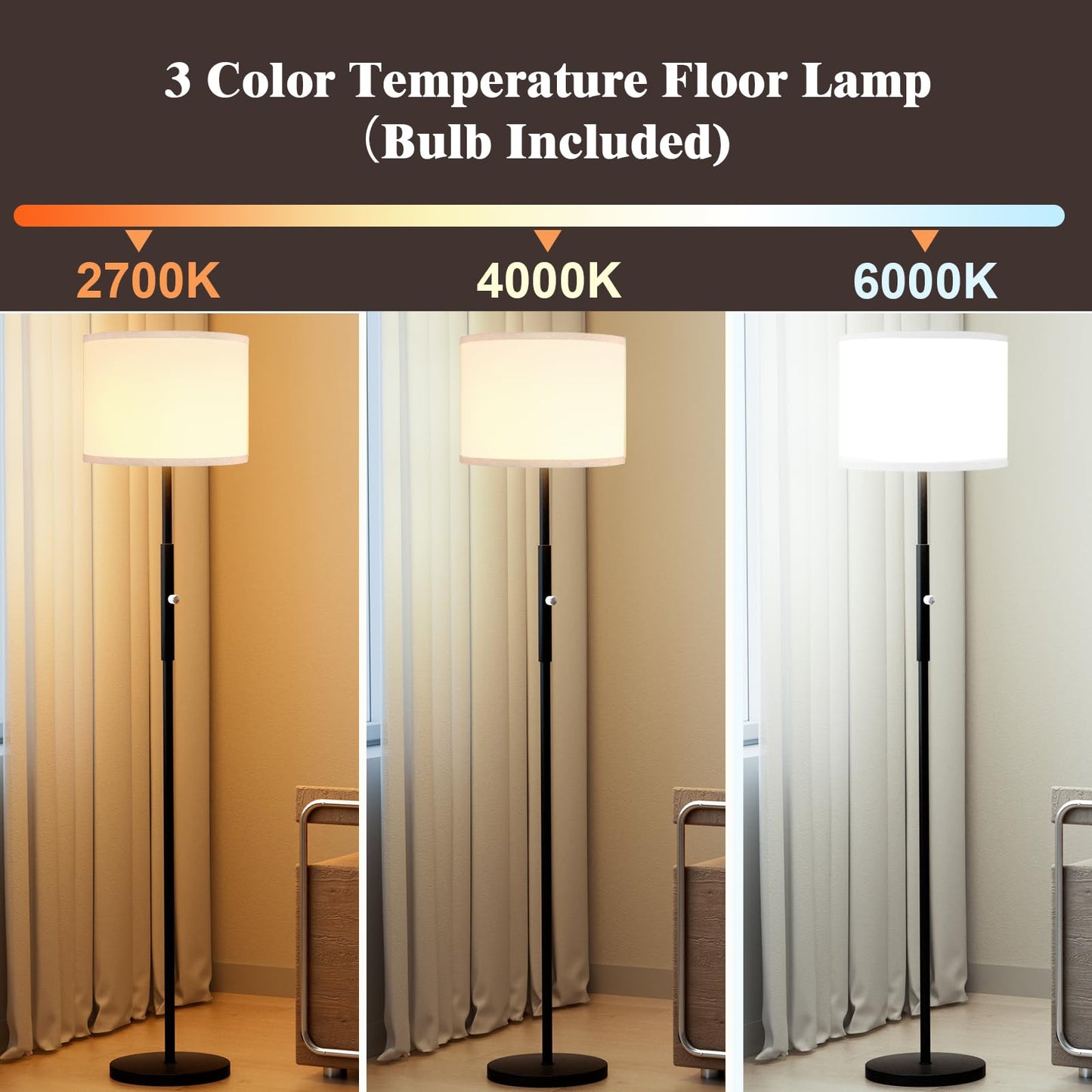 PARTPHONER Floor Lamp for Living Room Bedroom with Lampshade Stencil, 65’’ Modern Tall Lamp Simple Design Standing Lamps for Kids Room Home Office Reading, Bulb Included