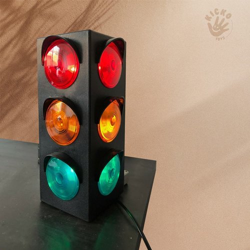 Kicko Traffic Light Prop, 12.25 inch - Simulates Traffic Stop Light - Novelty Traffic Light Lamp - Plug-in Blinking Bedside Lamp - Race Decorations Traffic Signs - Red Light Green Light Game for Kids