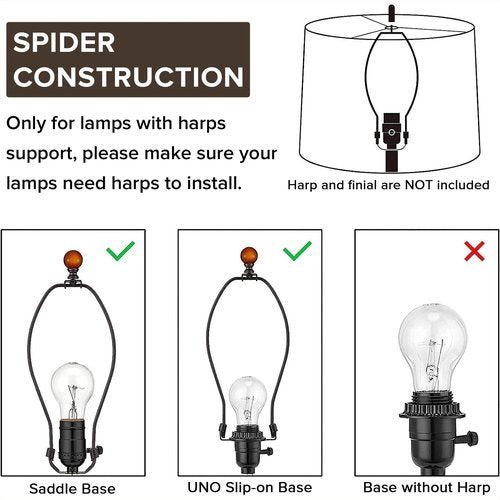 Creme White Bell Lamp Shades Set of 2 Medium Shade 6.7``Top x 13``Bottom x 10``High(Spider) Traditional Lampshade for Table & Bedside Lamp - Replacement Lampshades By JERHOUS