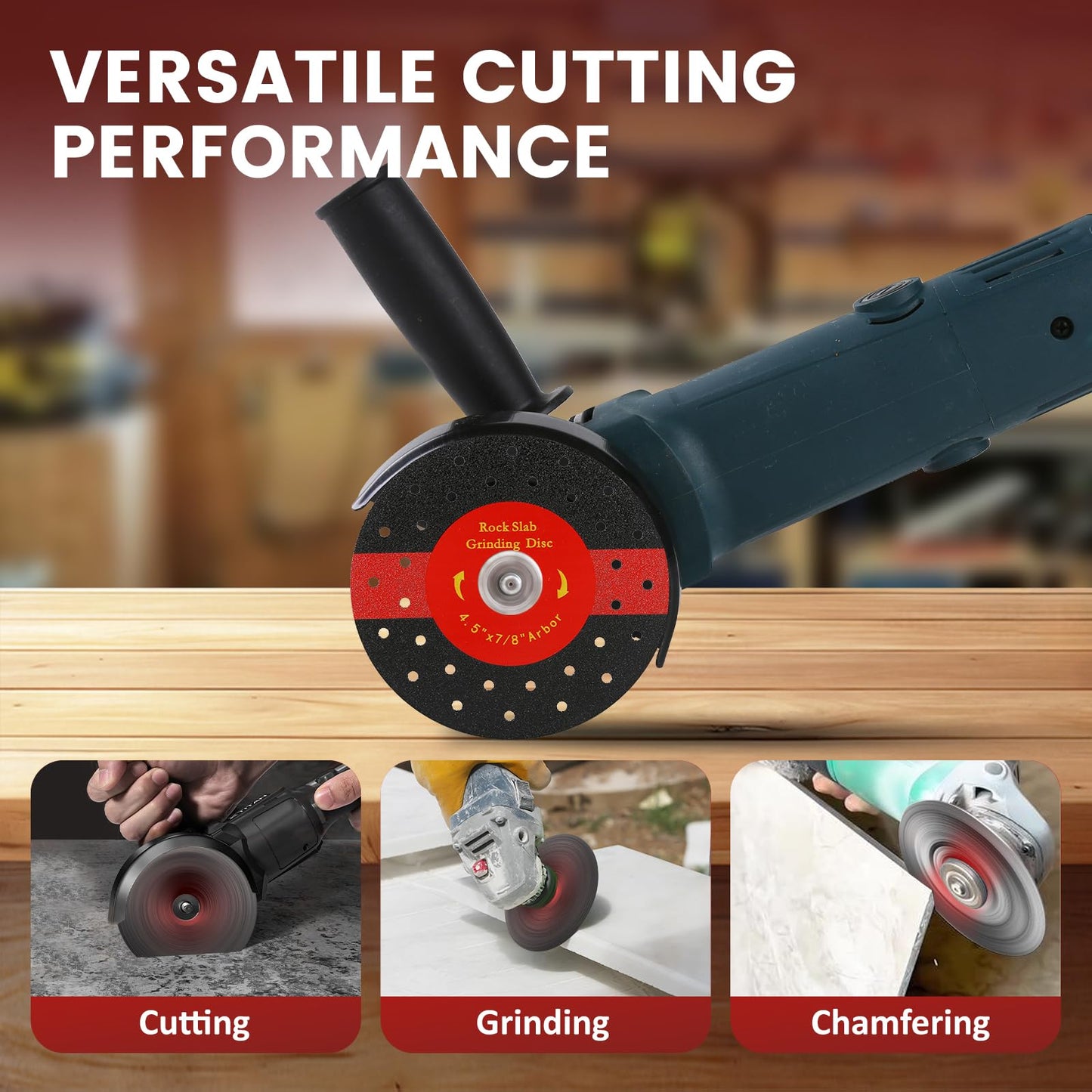 LUNVITO 4-1/2 Inch Rock Slab Grinding Disc 3 Pcs Diamond Chamfered Saw Blade Rock Slab Disc Ultra-Thin Tile Cutting Disc Ceramic Cutting Blade for Angle Grinder Marble Granite Porcelain Tile Glass