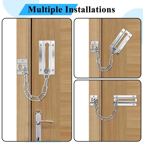 INBOF 2 Pack Door Chain Lock, Premium Thickened Lock with 12 Screws, Stainless Steel Locks for Inside Door, Better Security and Protection Your Home Family