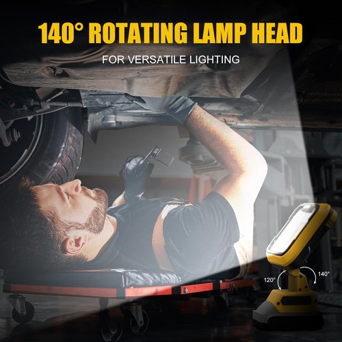 EEFOW Work Light for Dewalt Battery: Portable 2 COB Lamp 6400Lumen Bright - 64W LED Lighting for Dewalt 18V 20V Max Battery Operated Worklight for Outdoor Construction