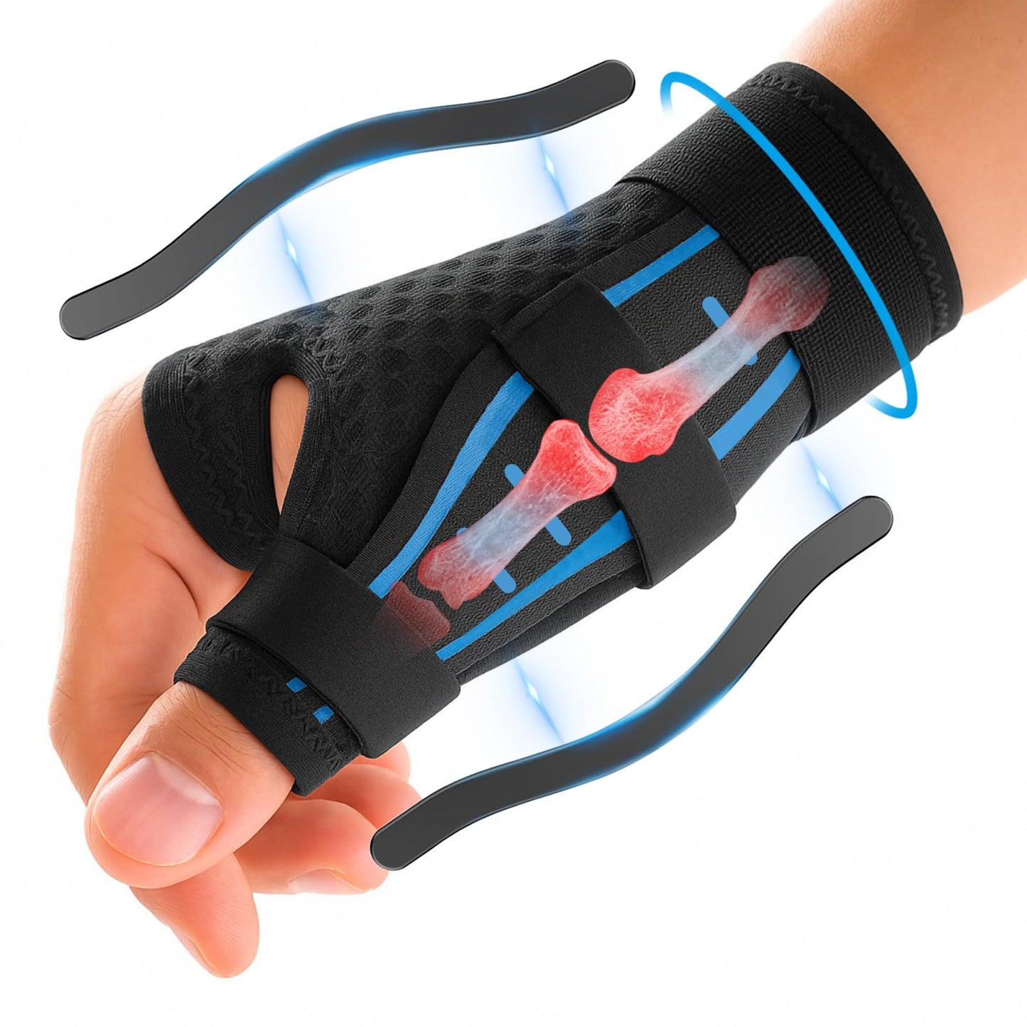 Thumb Brace for Pain Relief - Professional Thumb Stabilizer, Trigger thumb Splint for Arthritis De Quervain's, Tendonitis,CMC, Wrist Support Adjustable Comfort Wear Left Right Hand Office & Night