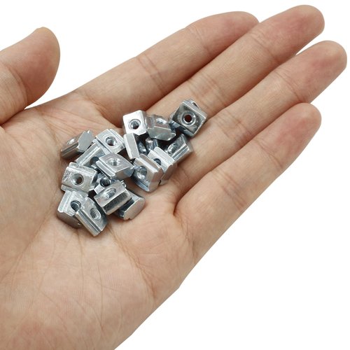Zorveiio 100Pcs 2020 Series Sliding T Nuts Carbon Steel,M3 T Slot Nut Hammer Head,M3 T Sliding Nuts Fastener Nut Assortment for Aluminum Profile,3D Printer,CNC Router