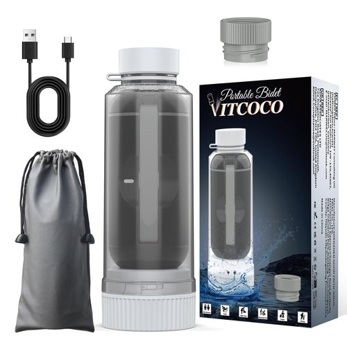Portable Bidet for Travel, VITCOCO Rechargeable Electric Travel Bidet Sprayer with Adaptor, Waterproof High Pressure Handheld Bidet for Women Men Baby Cleaning