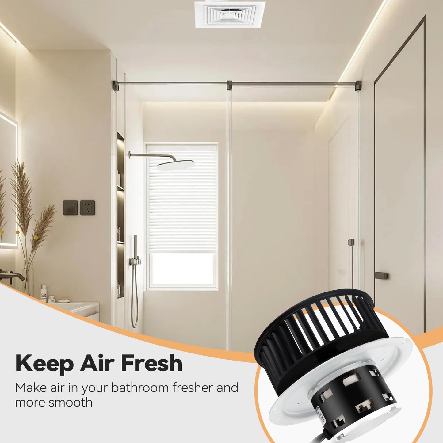 Compatible with Nutone QT-110N-B, QT-80-B, QT-9093, QT-90N-B,QT-100L, QT110N,Bathroom Fan Motor,110CFM,3.0Sones Bathroom Fan Motor & Blower Wheel,Replace for Motor Number S0695B000, S0696B000