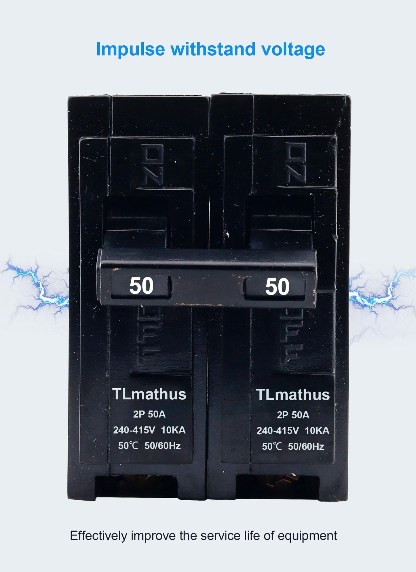 TLmathus 50 Amp 2 Pole Type QP Circuit Breaker Plug-in Mount Standard MCB Thermal Magnetic Protection, 10KA 120/240V, Compatible with Siemens PL and ES Series Load Centers(2P 50A)