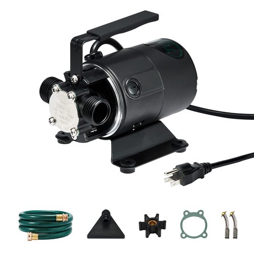 115V Water Transfer Pump 330GPH Self-Priming Pump, Portable Electric Utility Sump Pump with Suction Hose Attachment Black