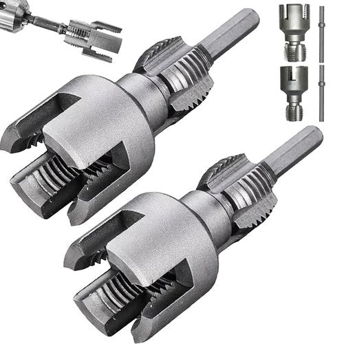 Integrated Internal & External Pipe Threading Tool, Pipe Thread Cutting Tool, Electric Drill Compatible PVC Pipe Threader Kit, Pipe Sizes Rethreading Tool (1/2"+3/4")