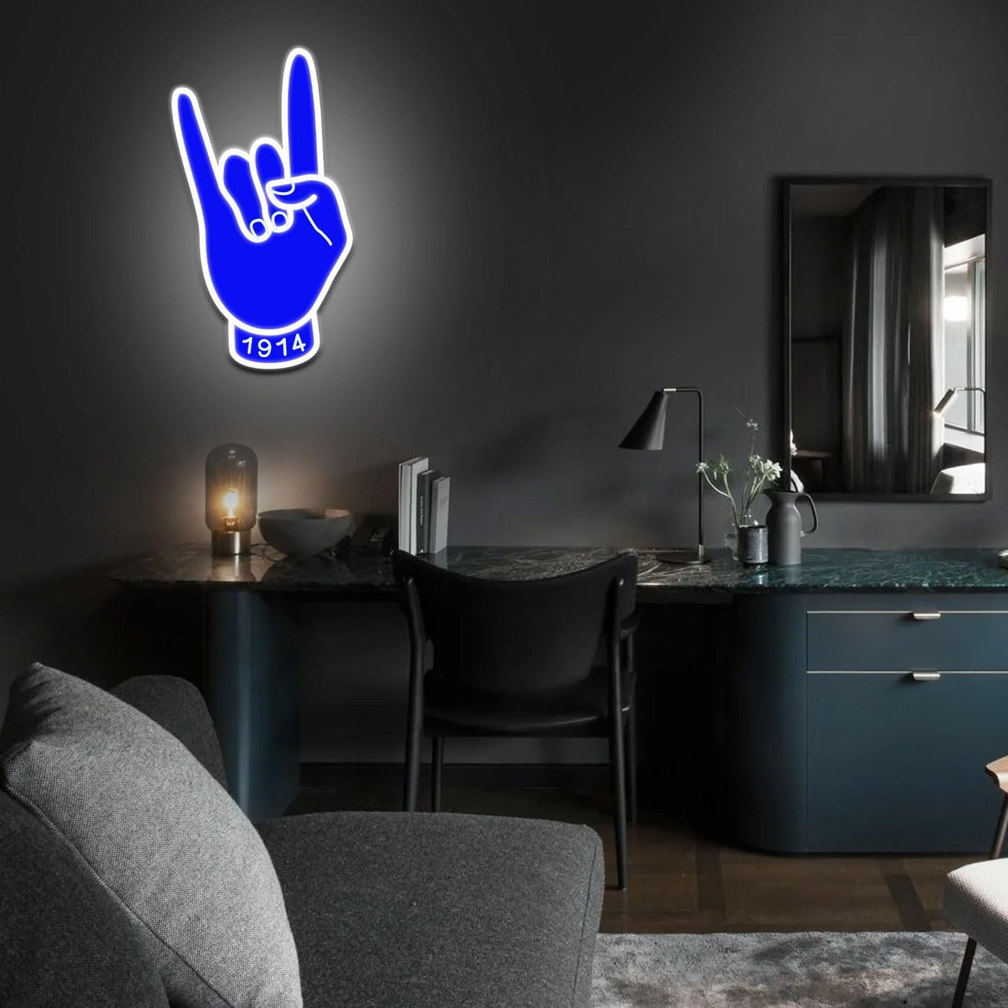 Fraternity Sorority Neon Signs for Wall Decor, Dimmable Sign for Bedroom Home Party Decor(Blue 1914)