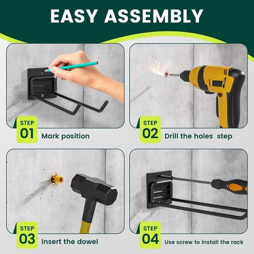 zacurter Garden Tool Organizer Rack, Wall Mount Garage Tool Organizer Storage Hook for Yard Shed, Metal Garage Garden Tool Hanger for Lawn Organizer Holds Shovel,Rakes,brooms,Hoses 2 Pack