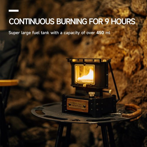 Camping Oil Lantern Emergency Oil Lamp with Handle for Outdoor Lighting Warming Portable Stove for Cooking Black