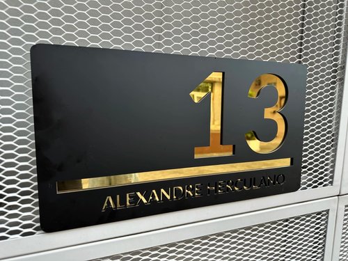 Customized Sign Outdoor House Numbers Plate Personalized House Number Plaque Modern Acrylic Laser Cut 3d Home Number Address Plaques with Street Name for House (White gold)