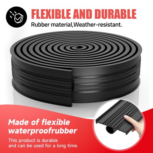 Jin&Bao Garage Door Bottom Weather Stripping Rubber Seal with T-Ends 5/16" - Protect Your Garage from Weather, Insects, and Dust with Premium Garage Door Draft Stopper（16FT, Black）