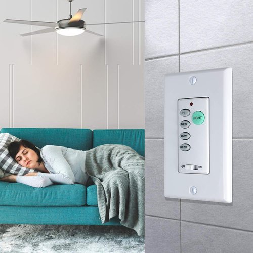 Eogifee Universal Ceiling Fan Wall Control 3 Speed Wall Mounted Fan Control Full Range Dimmer UC-9050T CHQ9051T…