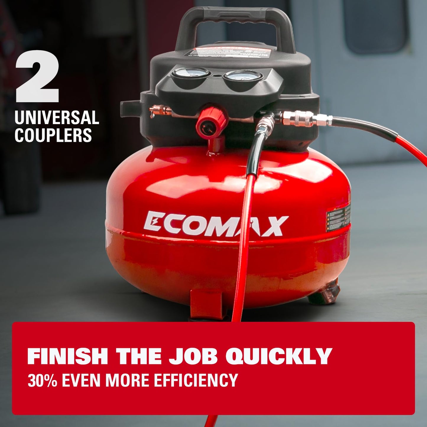 Air Compressor, 6 Gallon Pancake Air compressor, Max 150 PSI, 2.6 CFM @90 Psi, Oil Free Pancake Compressor for Home and Jobsite, Red Model: 0210673