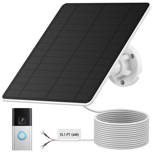 Solar for Ring Doorbell, Suitable for Battery Video Doorbell Plus, Ring Video Doorbell 3/3 Plus/4, Easy Installation & 360°Adjustable Mount, Waterproof, Fast Charging Cable