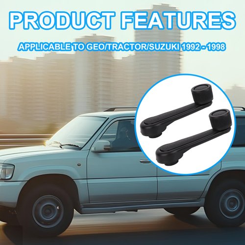 lasuroa 2pcs Manual Window Handle Car, Driver & Passenger Side Replacement Crank Handles Parts Accessories for 1992-1998 Geo Tracker Suzuki (Black)