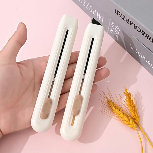 YTMEROK Long handled utility knife titanium-plated Letter Opener Slide Open for Cutting DIY Box Cutter Carton Portable box opener Cutter 2PCS