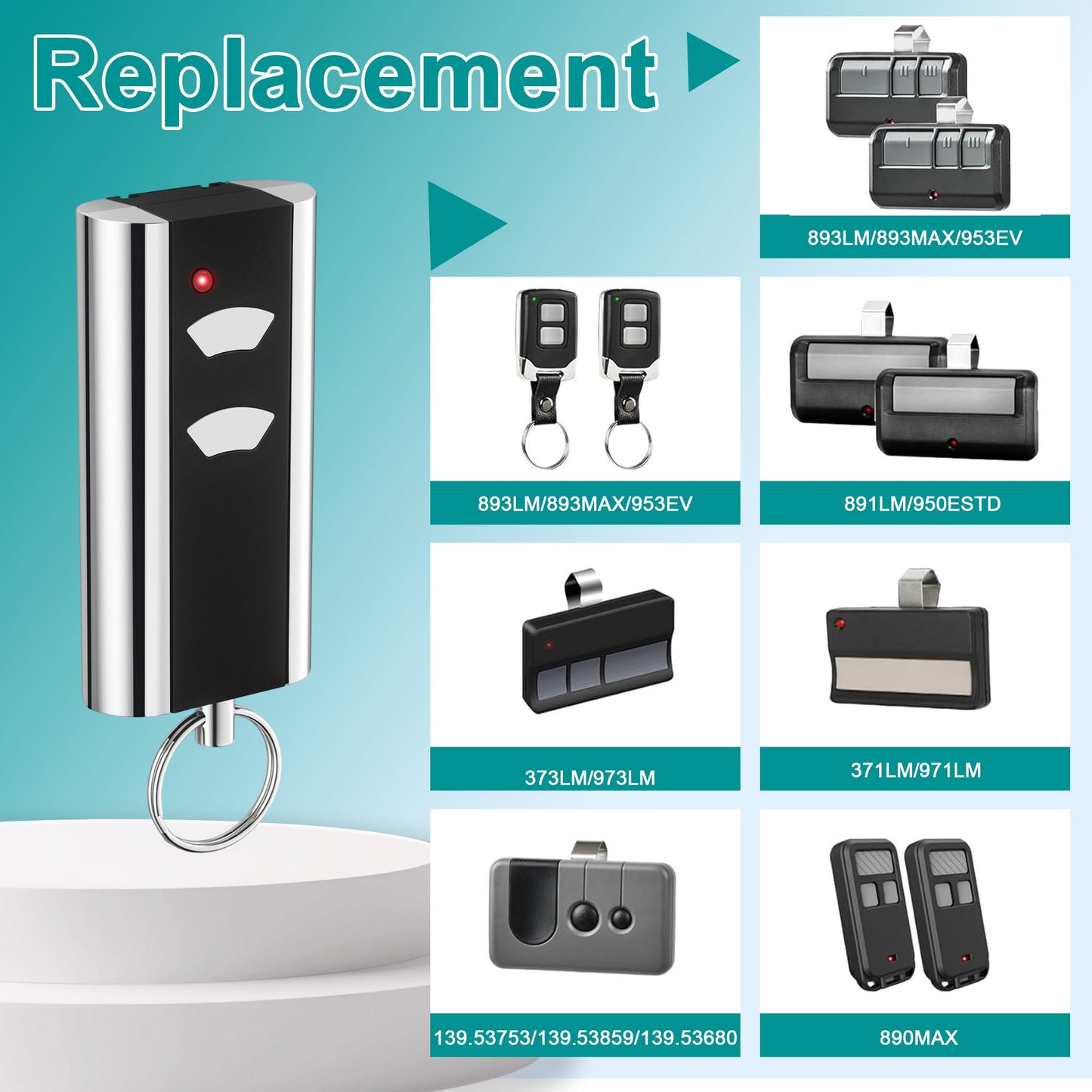 2 Garage Door Opener Remote for LiftMaster Chamberlain Craftsman Openers Since 1993, Replace 893MAX 890MAX 893LM 973LM 373LM