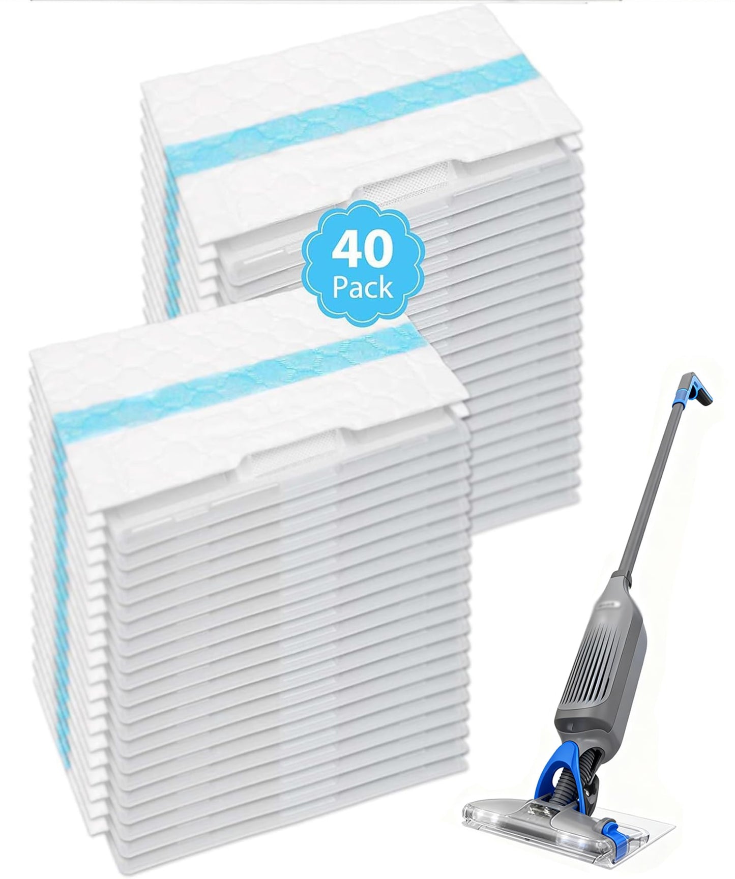 VGBOP 40PC-Disposable Mopping Pad Refills for Shark VACMOP - Premium Hard Floor Cleaning Pads Compatible with Shark Vacmop Pro VM252/VM251/VM250/VM200/VC205/QM250/VM190/VM200P12/VMP30 Models 6