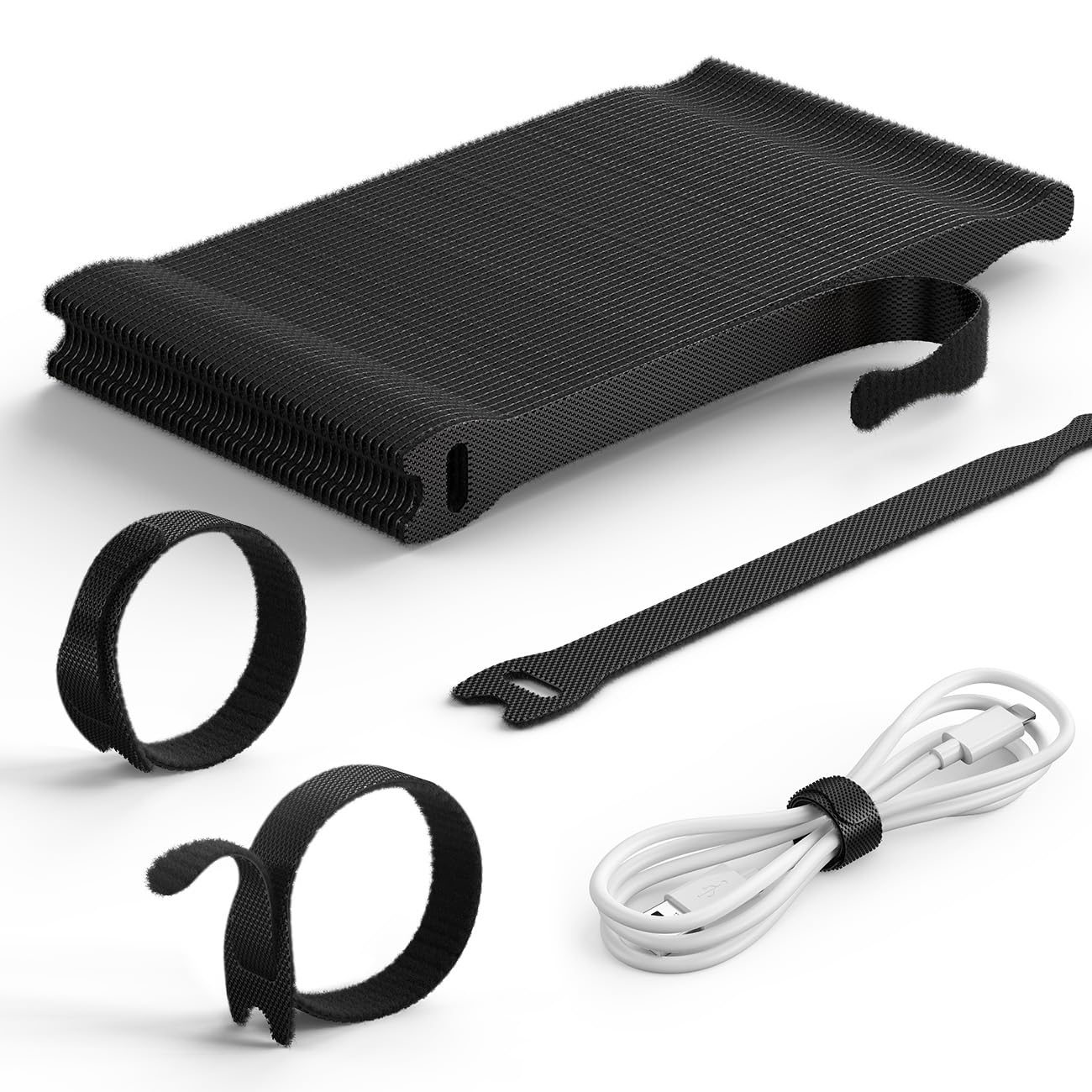 Lamicall 60PCS Reusable Cable Ties, Upgraded Tapered Tail for Effortless Threading, 6-Inch Durable Nylon Hook and Loop Cord Organizer Straps, Adjustable Cable Management for Desk, PC, Home & Office