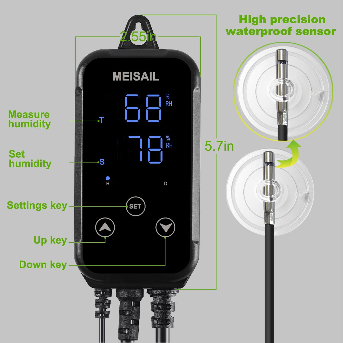 MEISAIL Humidity Controller Greenhouse Shiitake Mushrooms Humidifying dehumidifier humhumidistat controlleridity Humidity Switch Controller for Grow Ten thygrometer humidistat Controller