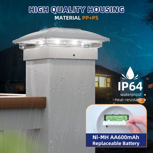 APONUO 12 Pack Solar Post Cap Lights, 2 Modes(Warm/Cool Light) Outdoor Waterproof Fence Post Solar Lights, Solar Powered Garden, Patio, Deck Decor for 4x4, 5x5, 5.5x5.5 Wood & Vinyl Posts, White